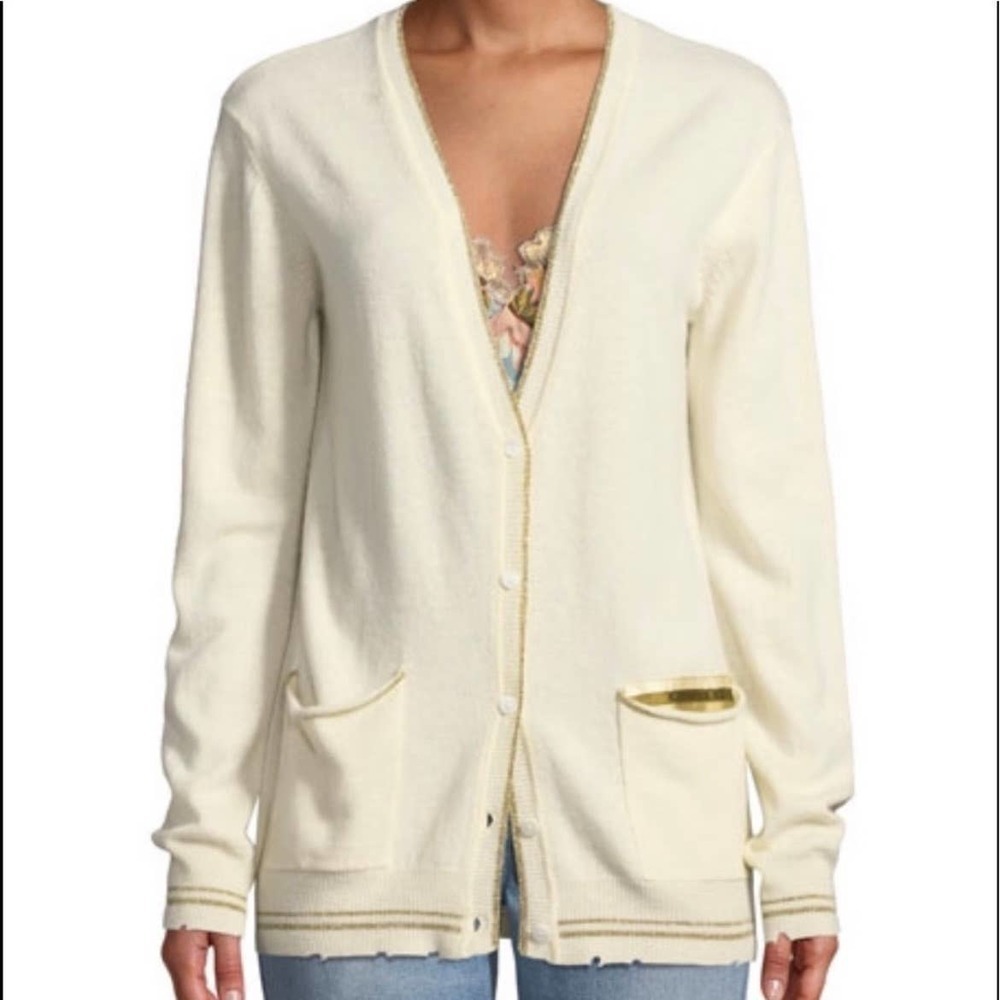 Le Superbe S The BFS Glitter Cashmere Cardigan Distressed